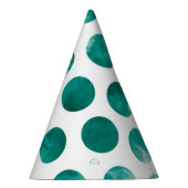 Blauwgroen Groene Polka Dots Pattern Waterverf Abs Feesthoedjes (Rechts)