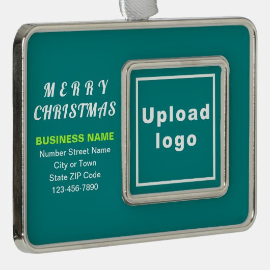 Blauwgroen, groene rechthoek met structuur voor za verzilverd omlijst ornament (Rechts)