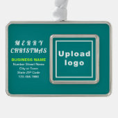 Blauwgroen, groene rechthoek met structuur voor za verzilverd omlijst ornament (Voorkant)