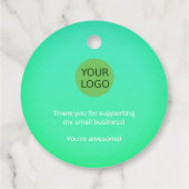 Blauwgroen groene regenboog kleur gradiënt verpakk bedankjes labels (Achterkant)