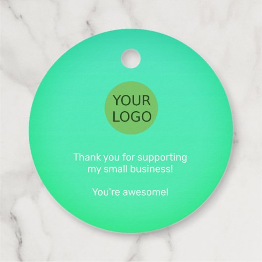 Blauwgroen groene regenboog kleur gradiënt verpakk bedankjes labels (Achterkant)