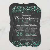 Blauwgroen Groene Retro Chalkboard Housewarming Pa Kaart (Voorkant / Achterkant)