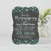Blauwgroen Groene Retro Chalkboard Housewarming Pa Kaart (Staand voorkant)
