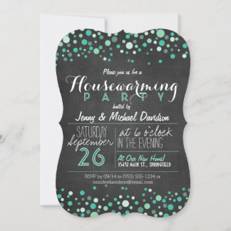 Blauwgroen Groene Retro Chalkboard Housewarming Pa Kaart