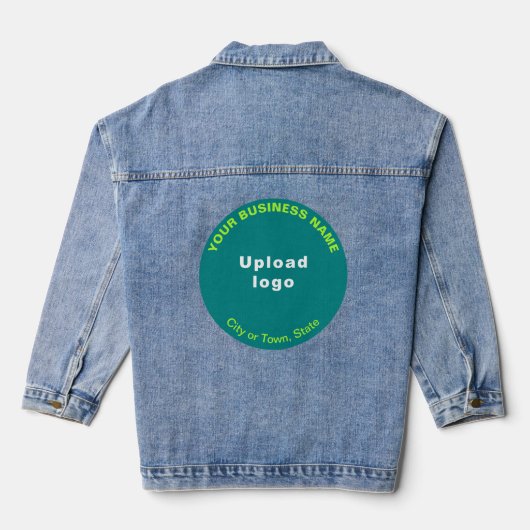 Blauwgroen Groene Ronde Zakelijk Merk op Vrouwen Denim Jacket (Achterkant)