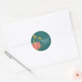Blauwgroen groene Script Waterverf Pumpkin Harteli Ronde Sticker (Envelop)
