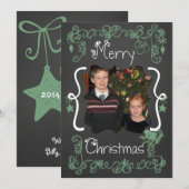 Blauwgroen groene scrollers Gepersonaliseerd de Ka Feestdagenkaart (Voorkant / Achterkant)