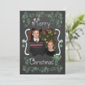 Blauwgroen groene scrollers Gepersonaliseerd de Ka Feestdagenkaart (Staand voorkant)