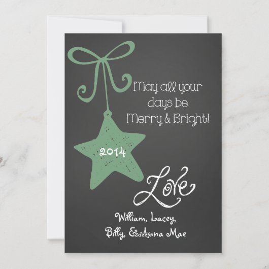 Blauwgroen groene scrollers Gepersonaliseerd de Ka Feestdagenkaart (Achterkant)