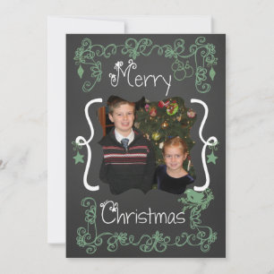 Blauwgroen groene scrollers Gepersonaliseerd de Ka Feestdagenkaart