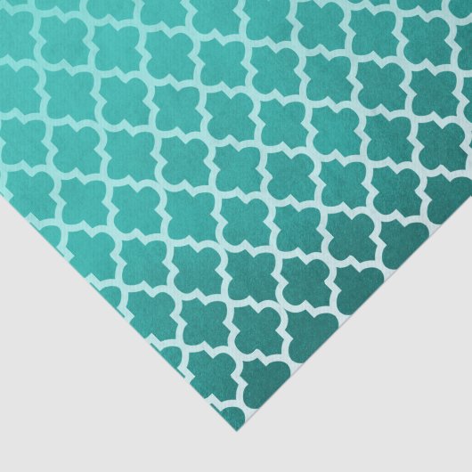 Blauwgroen groene slipkleur met Quatrefoil Patroon Tissuepapier (Detail)