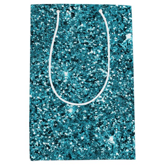 Blauwgroen Groene Sparkle Glitter Medium Cadeauzakje (Voorkant)