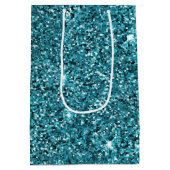 Blauwgroen Groene Sparkle Glitter Medium Cadeauzakje (Achterkant)