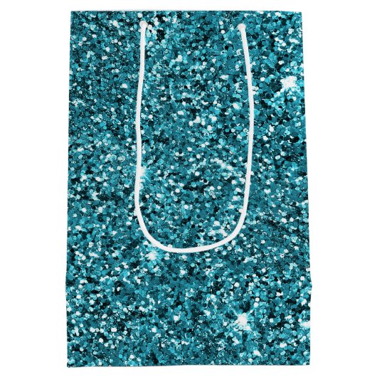 Blauwgroen Groene Sparkle Glitter Medium Cadeauzakje (Achterkant)