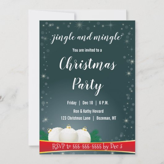 Blauwgroen groene sparkle Jingle Mingle kerstparty Kaart (Voorkant)