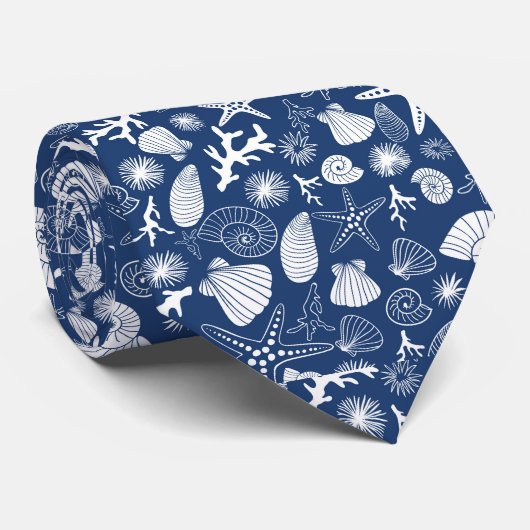 Blauwgroen groene Starfish Seashell en Ocean Seali Stropdas (Opgerold)