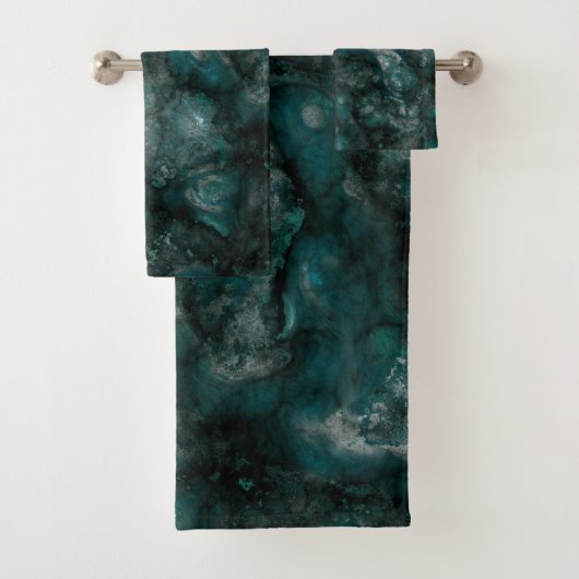Blauwgroen groene steen abstract bad handdoek (Insitu)