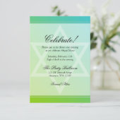 Blauwgroen groene ster van David Bat Mitzvah Recep Kaart (Staand voorkant)