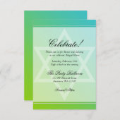 Blauwgroen groene ster van David Bat Mitzvah Recep Kaart (Voorkant / Achterkant)
