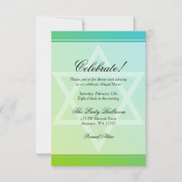 Blauwgroen groene ster van David Bat Mitzvah Recep Kaart