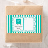 Blauwgroen Groene Strepen & Curly Lijst & Logo Etiket (Insitu)