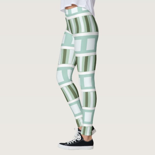 Blauwgroen groene strepen leggings (Links)