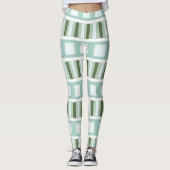 Blauwgroen groene strepen leggings (Voorkant)