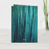 Blauwgroen Groene Tinsel Gouden Glitter Kerstboom Kaart (Achterkant)