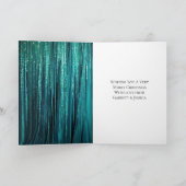 Blauwgroen Groene Tinsel Gouden Glitter Kerstboom Kaart (Binnen)