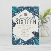 Blauwgroen groene tropische palmbladeren Summer Sw Kaart (Staand voorkant)