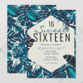 Blauwgroen groene tropische palmbladeren Summer Sw Kaart (Voorkant / Achterkant)