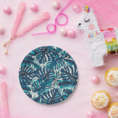 Blauwgroen groene tropische palmbladeren zomerbrui papieren bordje (Feest)