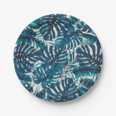 Blauwgroen groene tropische palmbladeren zomerbrui papieren bordje (Voorkant)