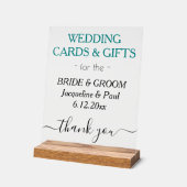 Blauwgroen Groene Trouwnamen Kaarten Cadeaus Wisse Acryl Bord (Hoek)