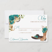 Blauwgroen Groene Turquoise Charro Westerne Quince RSVP Kaartje (Voorkant)
