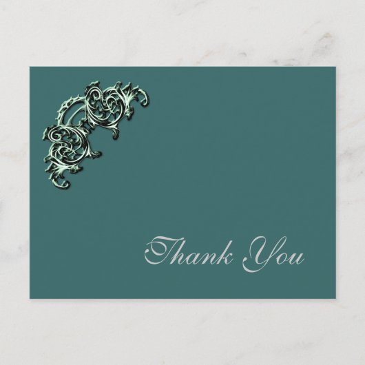 BLAUWGROEN GROENE Verfraaide Foto Dank u kaart (Voorkant)