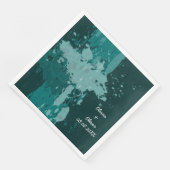 Blauwgroen-groene verfspaander servet (Hoek)