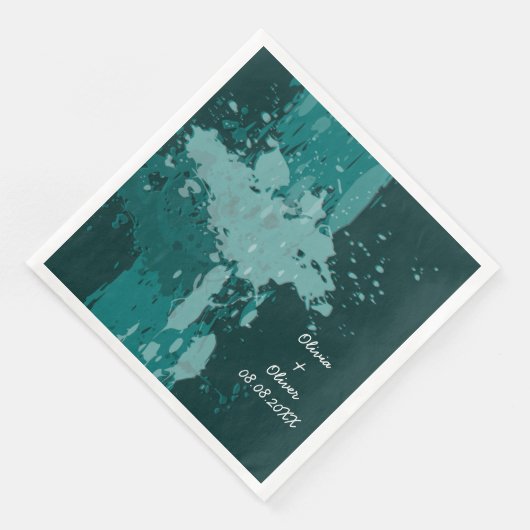 Blauwgroen-groene verfspaander servet (Hoek)