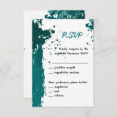 Blauwgroen groene verfspaander - Uitnodiging RSVP (Voorkant / Achterkant)