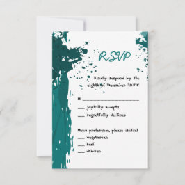 Blauwgroen groene verfspaander - Uitnodiging RSVP