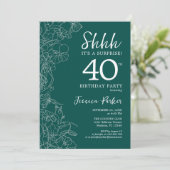 Blauwgroen groene verrassingen 40e verjaardag kaart (Staand voorkant)
