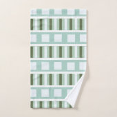 Blauwgroen groene vierkant met strips bad handdoek (Handdoek)