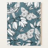 Blauwgroen groene vlinderbloemmonogrammen planner (Achterkant)