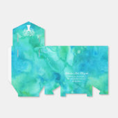 Blauwgroen groene Waterverf Bat Mitzvah Bedankdoosjes (Uitgevouwen)