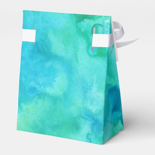 Blauwgroen groene Waterverf Bat Mitzvah Bedankdoosjes (Achterkant)