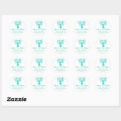 Blauwgroen groene Waterverf Bat Mitzvah Ronde Sticker (Vel)