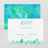 Blauwgroen groene Waterverf Boom van Life RSVP (Voorkant / Achterkant)