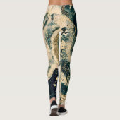 Blauwgroen groene Waterverf Cosmic Galaxy Sparkle Leggings (Achterkant)