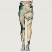 Blauwgroen groene Waterverf Cosmic Galaxy Sparkle Leggings (Voorkant)