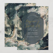 Blauwgroen groene Waterverf Gold Celestial Sweet 1 Kaart (Voorkant / Achterkant)